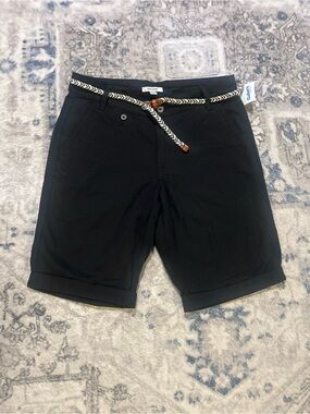 Pray Black Flat-Front Shorts with Braided Belt
